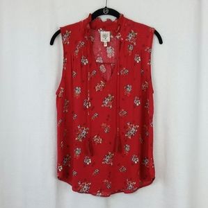 Self Esteem Flowy Tie Neck Tank Top